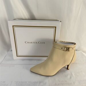 Charter Club Cream Ankle Booties with‎ Adjustable Strap